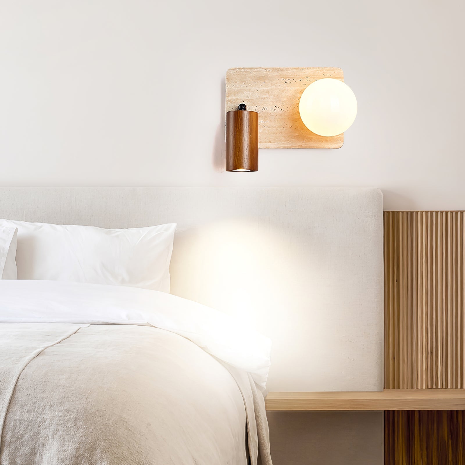 Armara Travertine Disc Wall Light-Neutral Decor