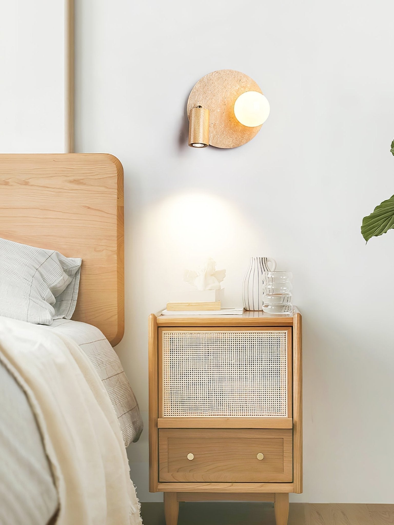 Armara Travertine Disc Wall Light-Neutral Decor