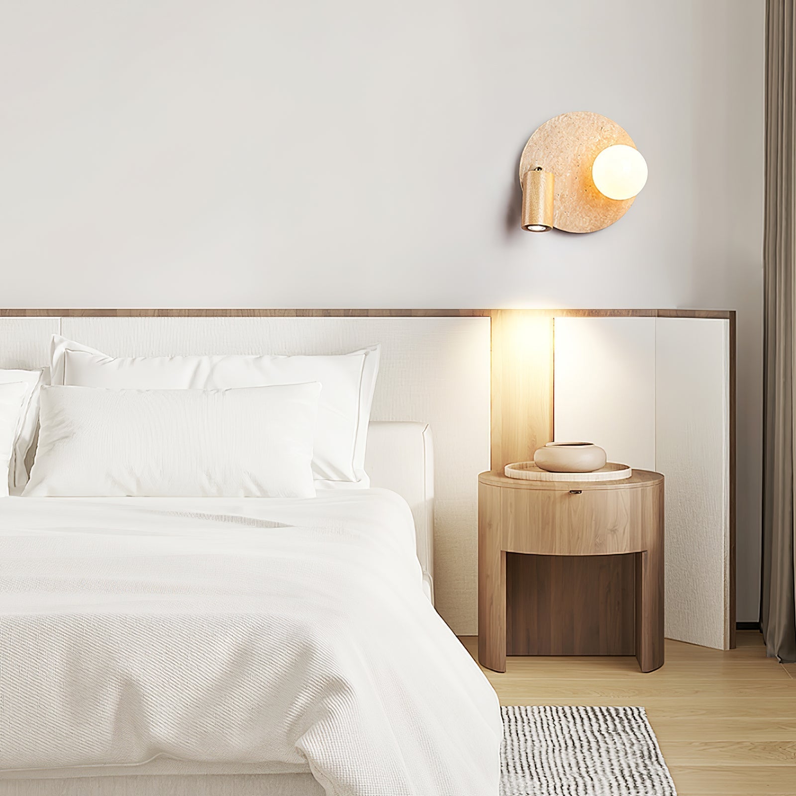 Armara Travertine Disc Wall Light-Neutral Decor