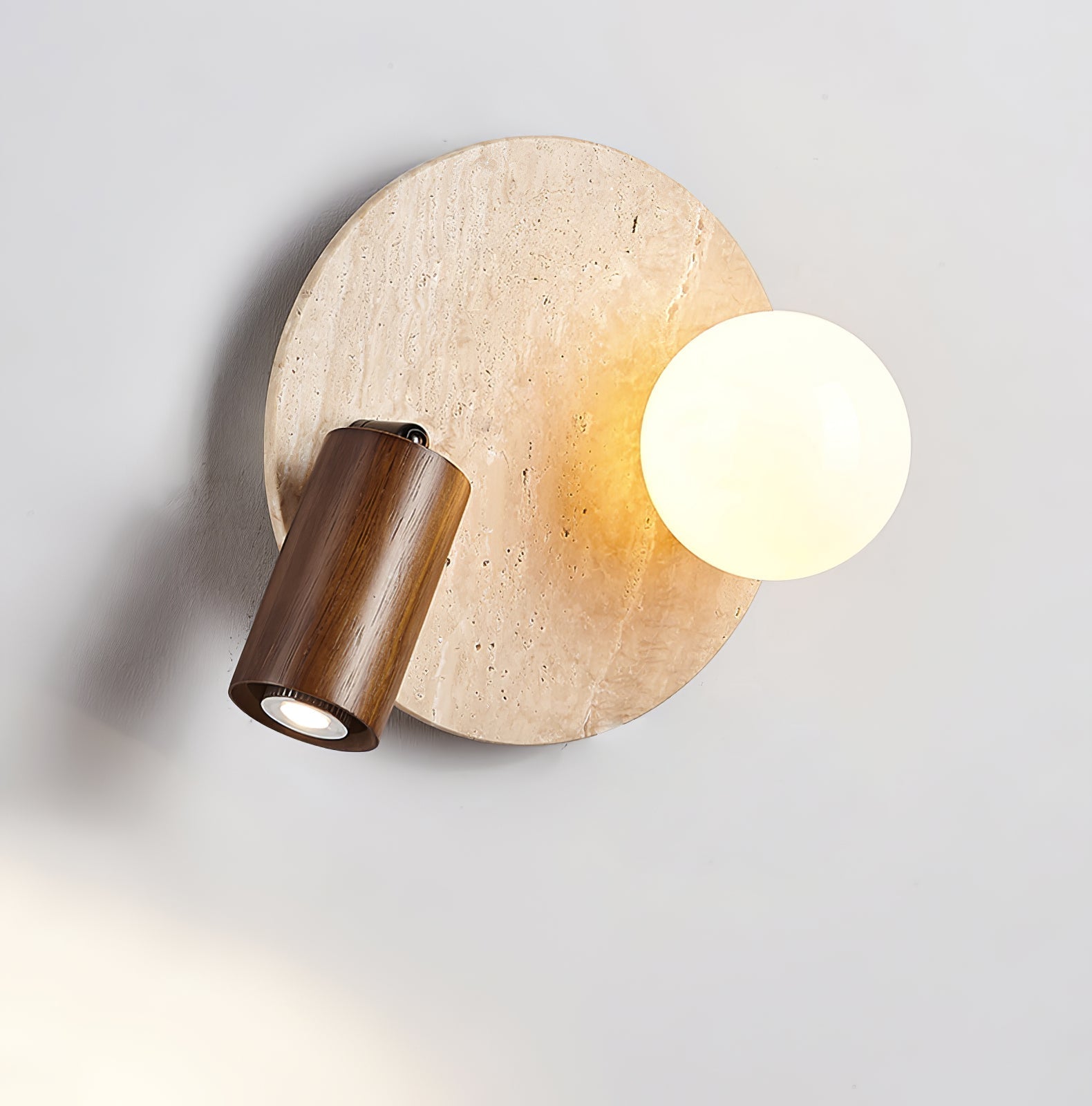 Armara Travertine Disc Wall Light-Neutral Decor