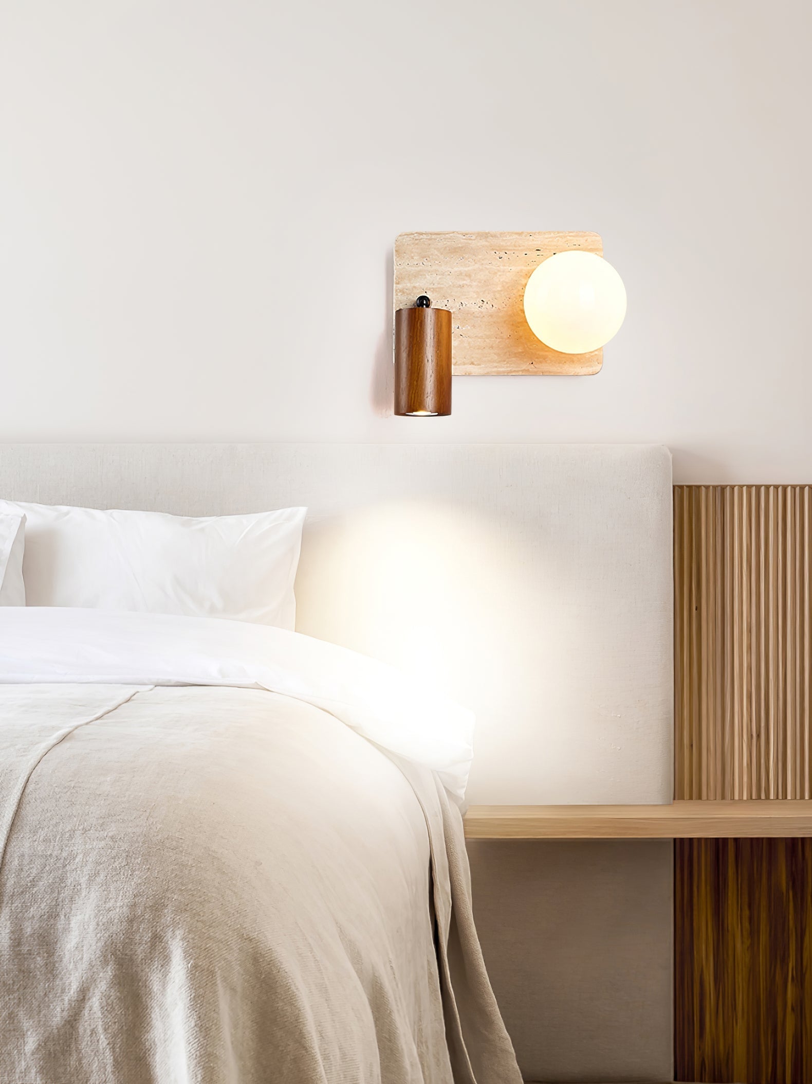 Armara Travertine Disc Wall Light-Neutral Decor