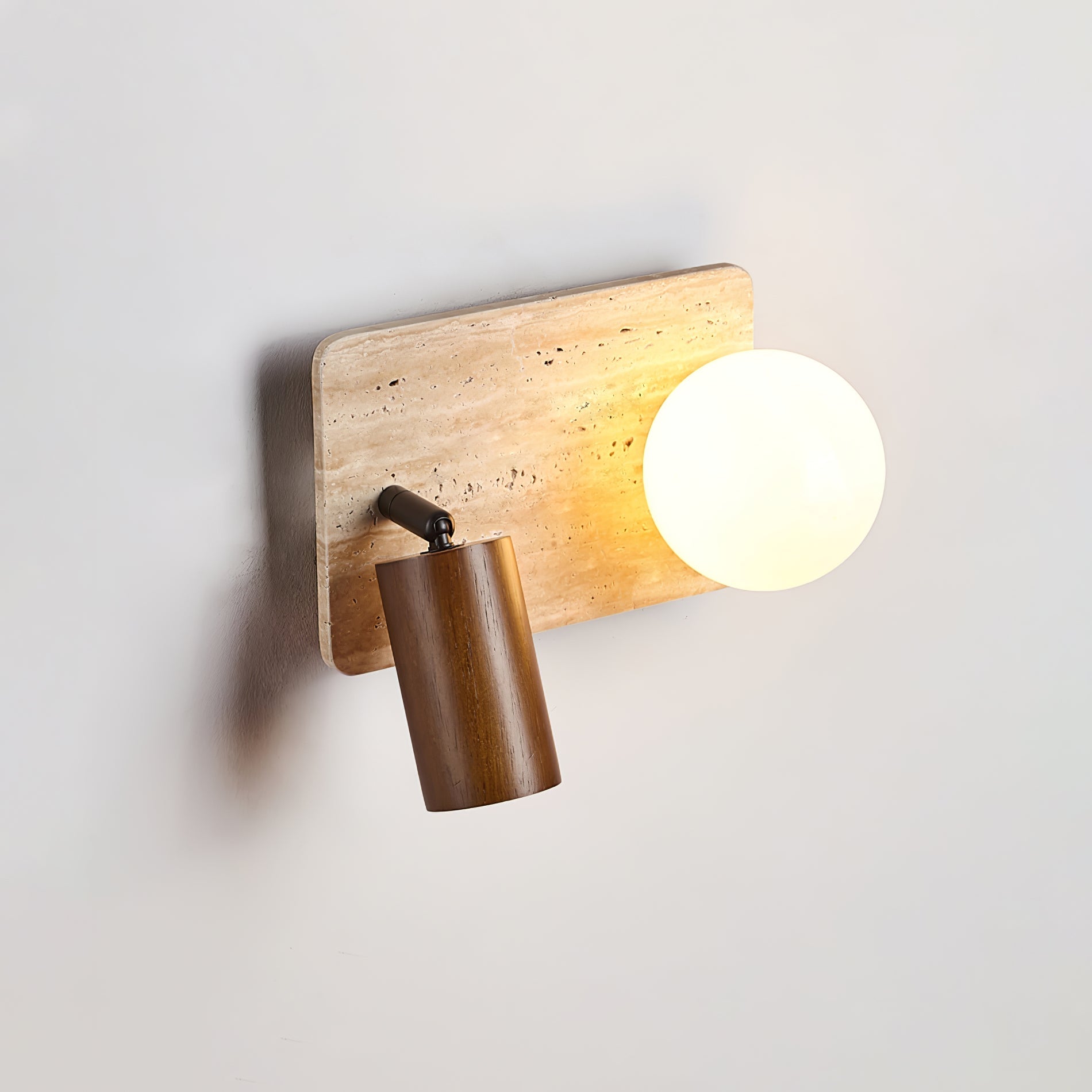 Armara Travertine Disc Wall Light-Neutral Decor