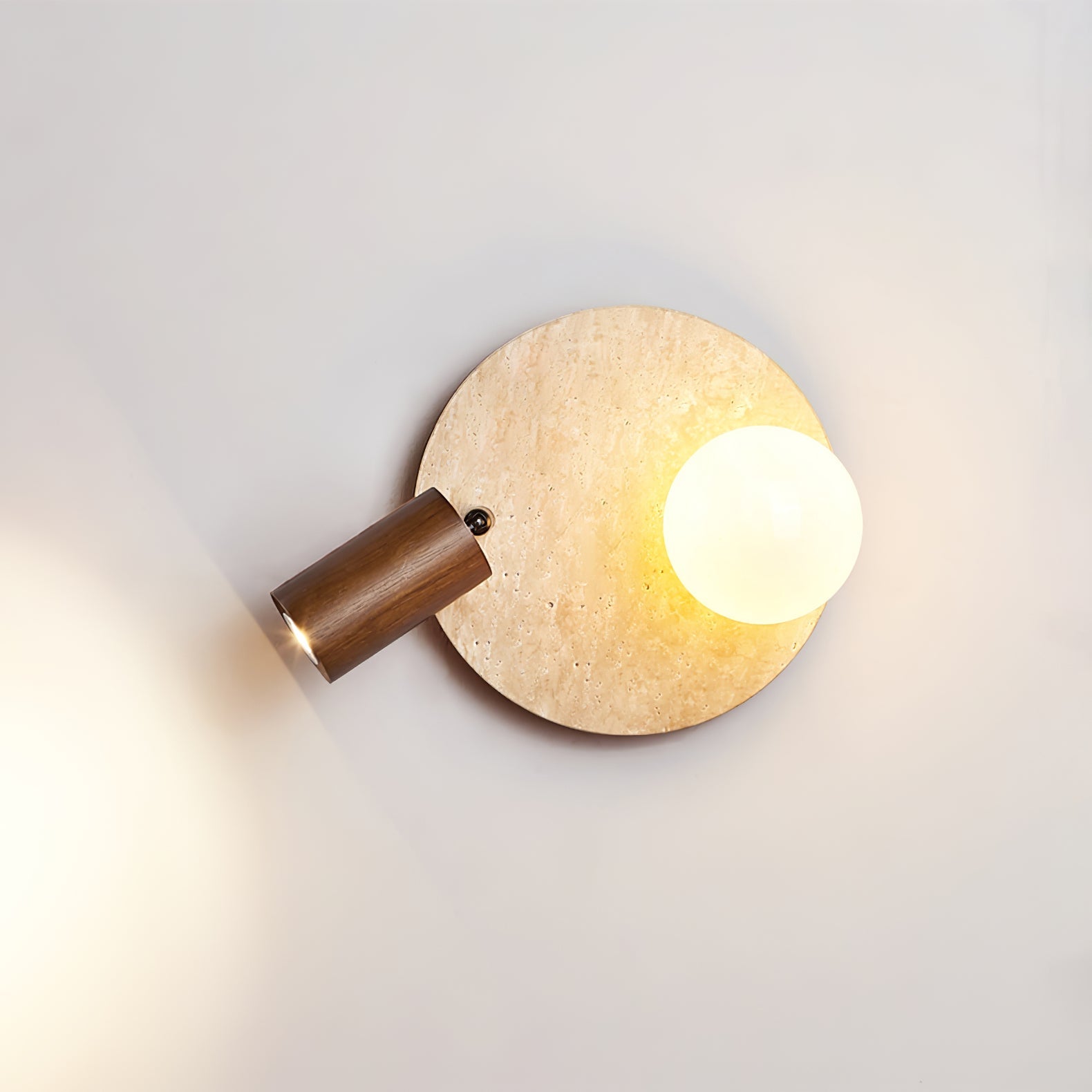 Armara Travertine Disc Wall Light-Neutral Decor