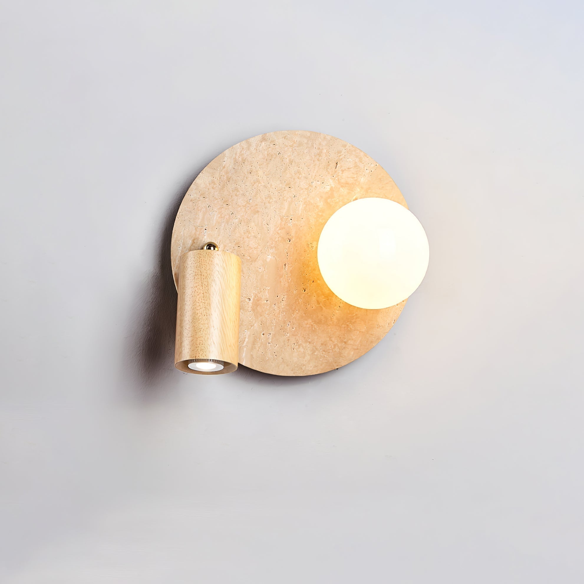 Armara Travertine Disc Wall Light-Neutral Decor