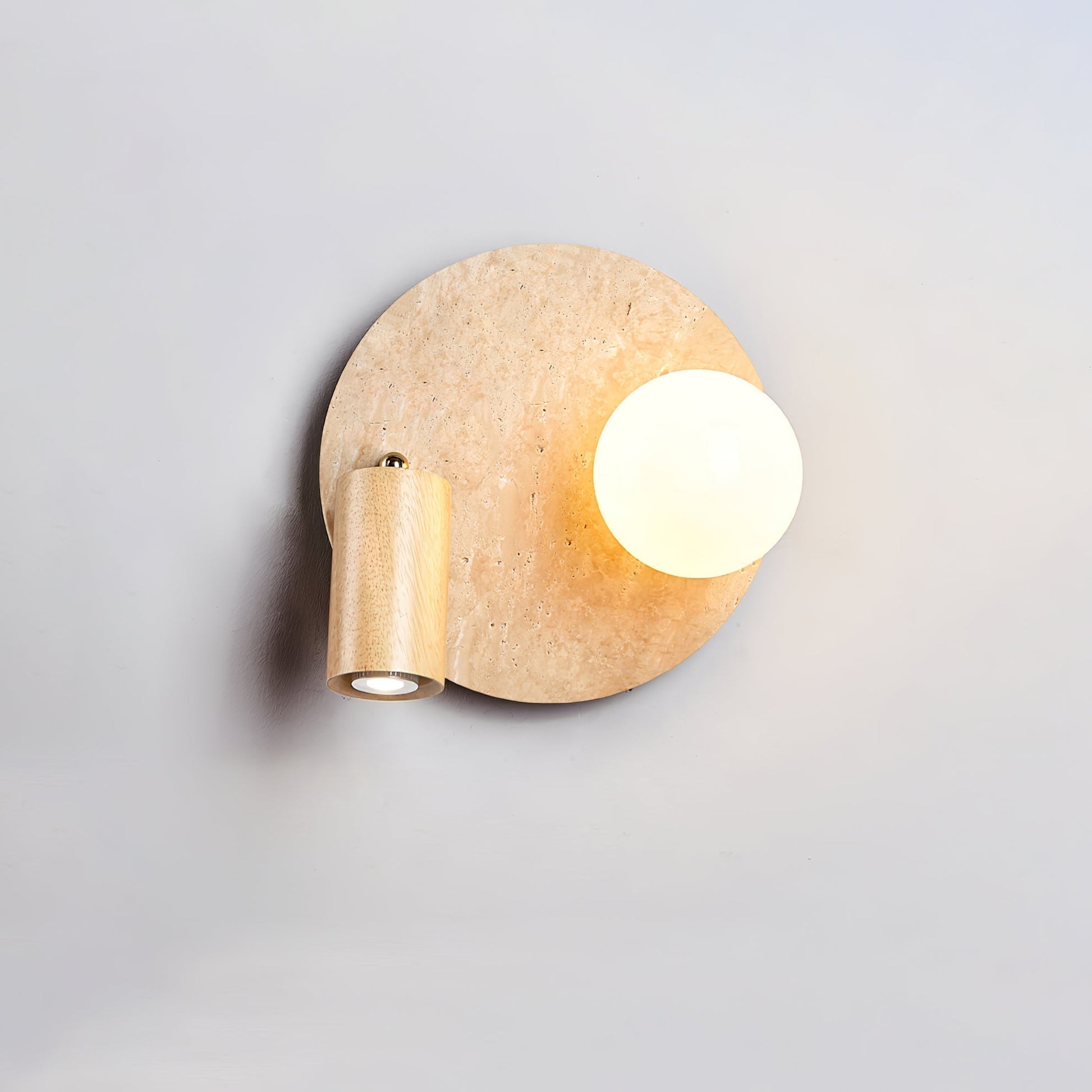 Armara Travertine Disc Wall Light-Neutral Decor