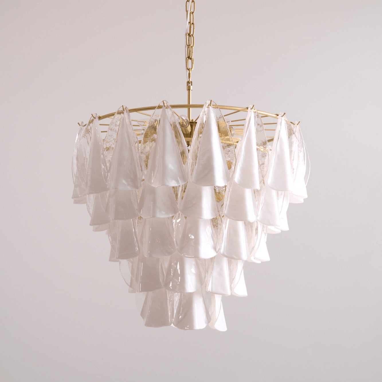 Aurora Chandelier White Leaf Glass Layered Modern-Neutral Decor