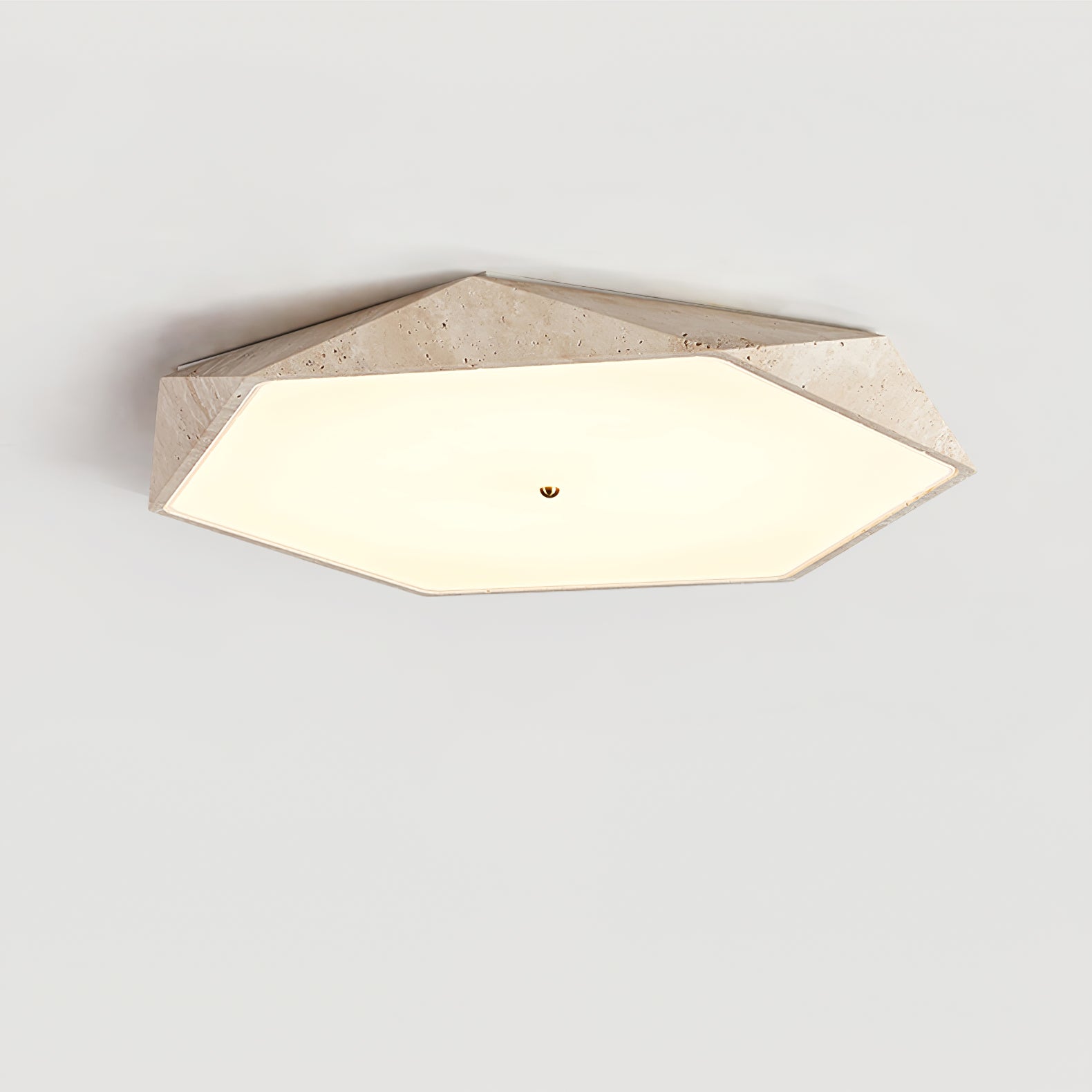 Hexagonal Travertine Ceiling Light-Neutral Decor