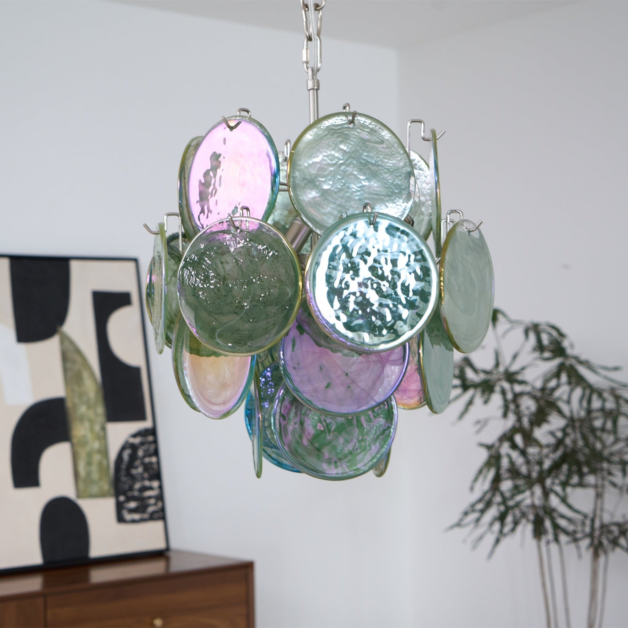 Aurora Chandelier Multicolor Murano Disc Layered Artistic-Neutral Decor