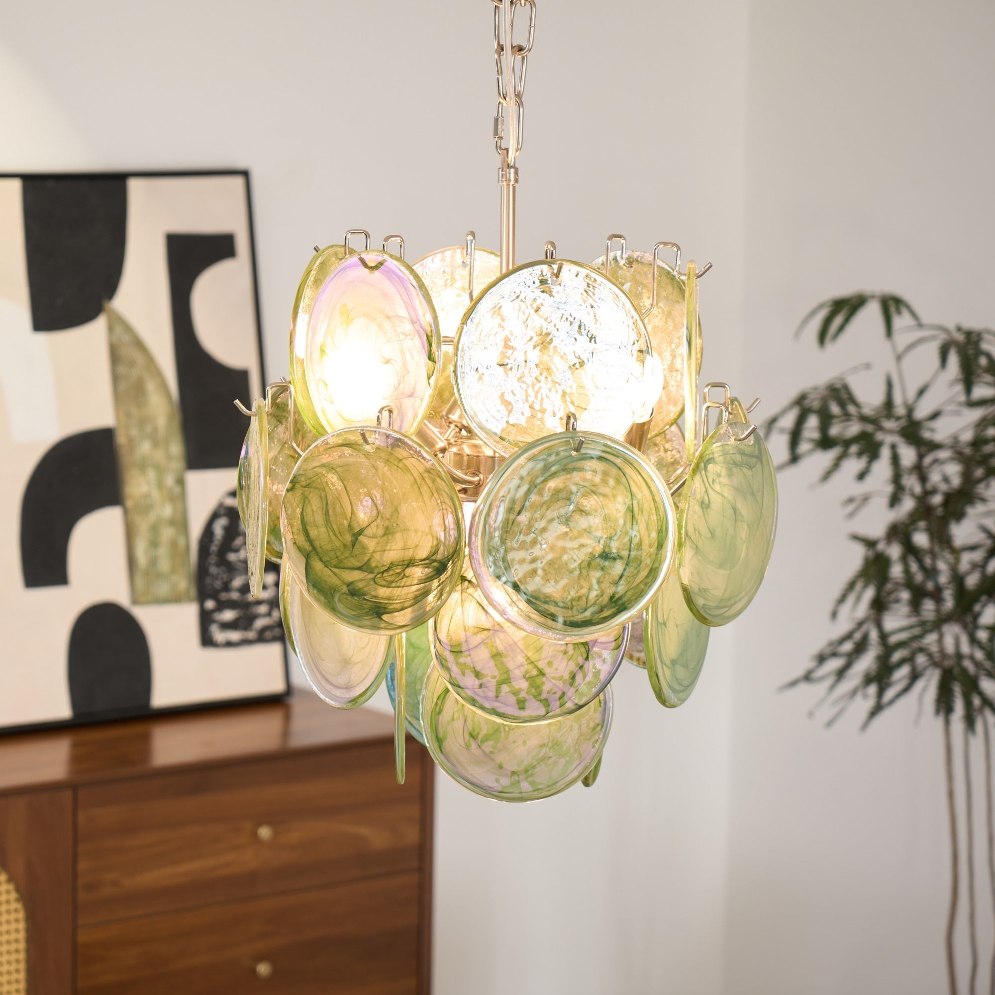 Aurora Chandelier Multicolor Murano Disc Layered Artistic-Neutral Decor
