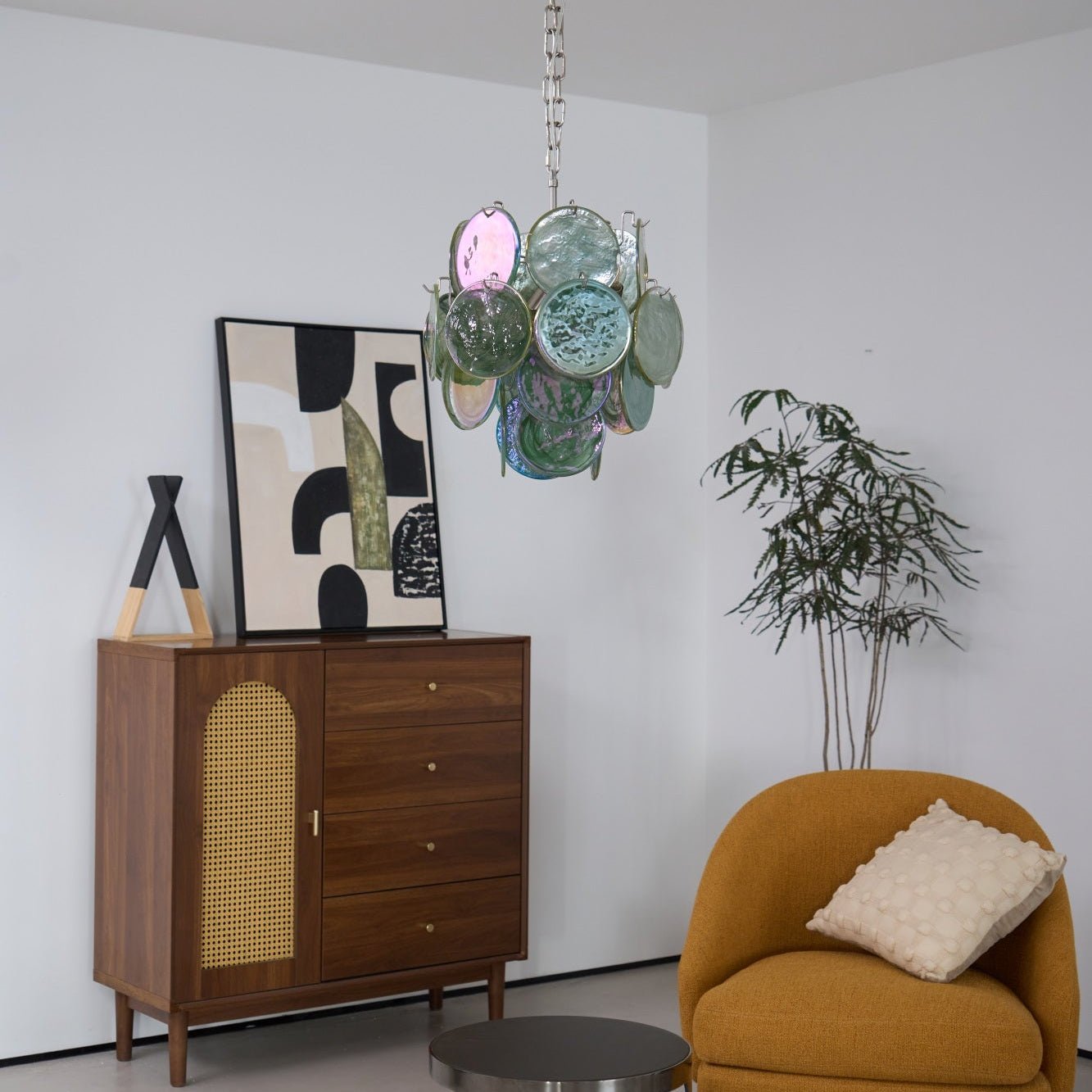 Aurora Chandelier Multicolor Murano Disc Layered Artistic-Neutral Decor