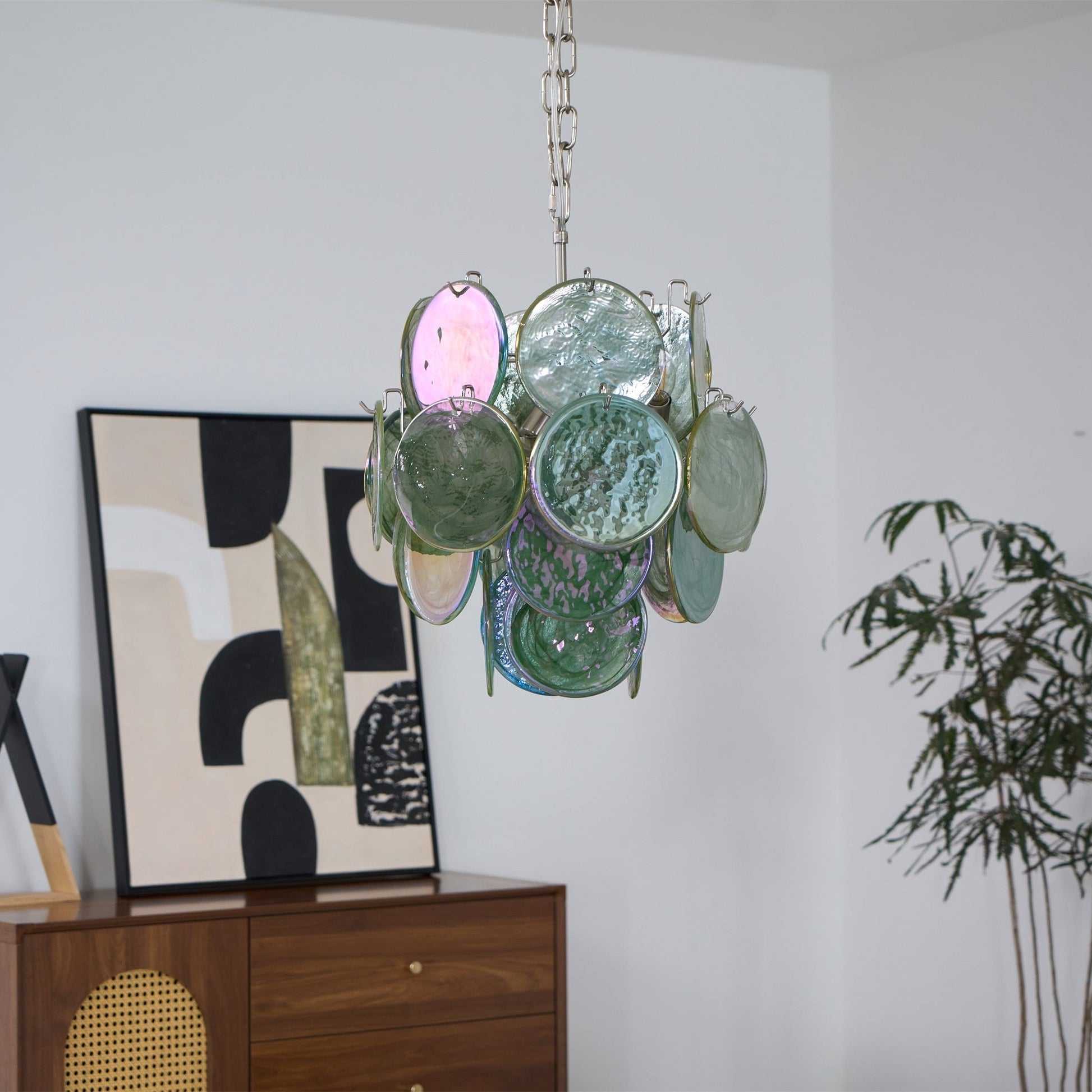 Aurora Chandelier Multicolor Murano Disc Layered Artistic-Neutral Decor