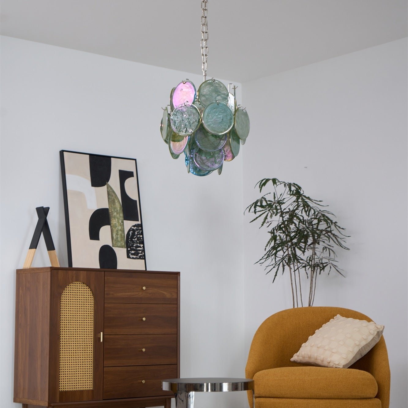 Aurora Chandelier Multicolor Murano Disc Layered Artistic-Neutral Decor