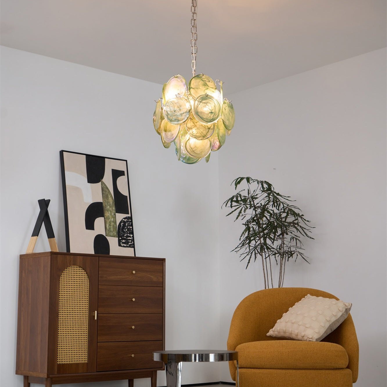 Aurora Chandelier Multicolor Murano Disc Layered Artistic-Neutral Decor