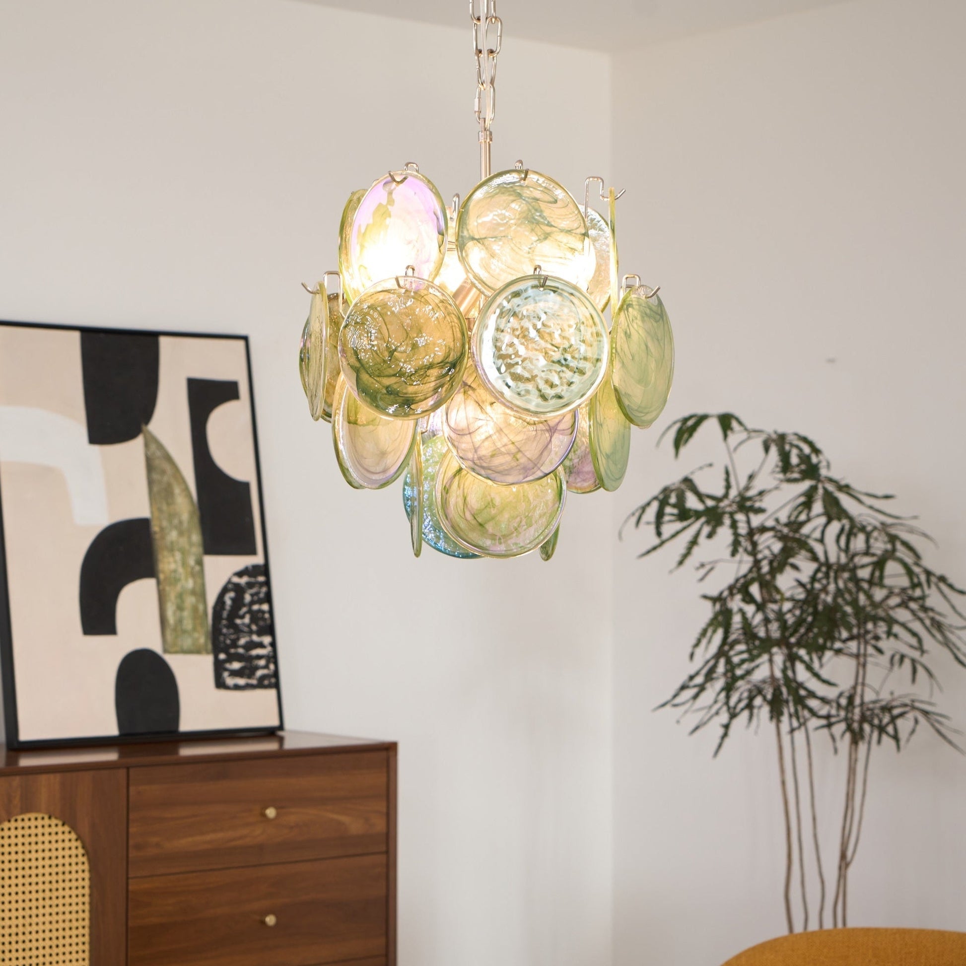 Aurora Chandelier Multicolor Murano Disc Layered Artistic-Neutral Decor
