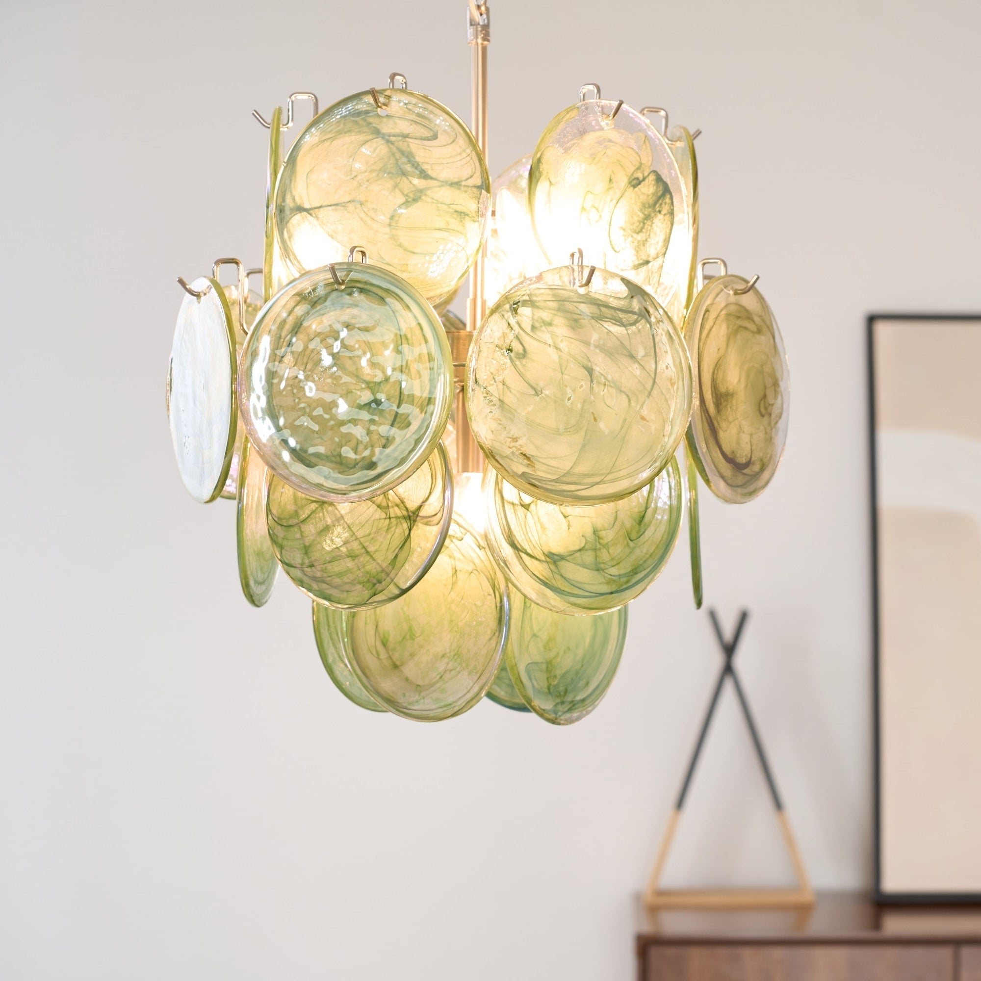 Aurora Chandelier Multicolor Murano Disc Layered Artistic-Neutral Decor