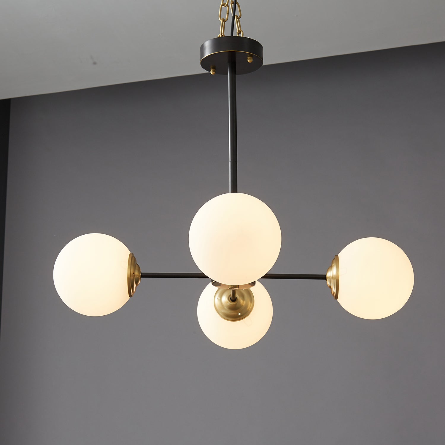 Catalos Modern Premium Orb Brass Glass Chandelier-Neutral Decor