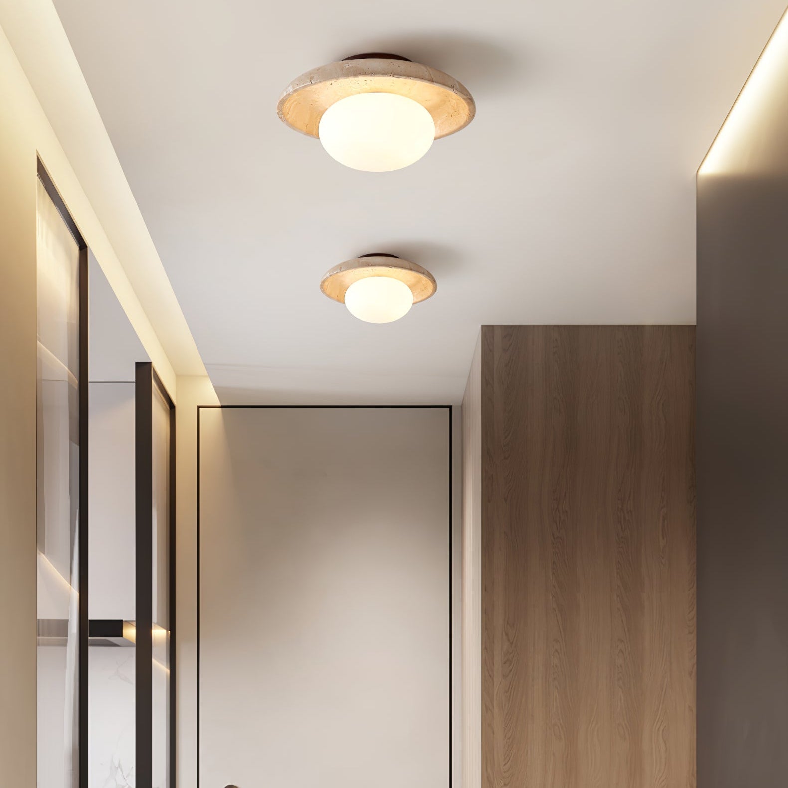 Eloa Minimalist Travertine Ceiling Light-Neutral Decor