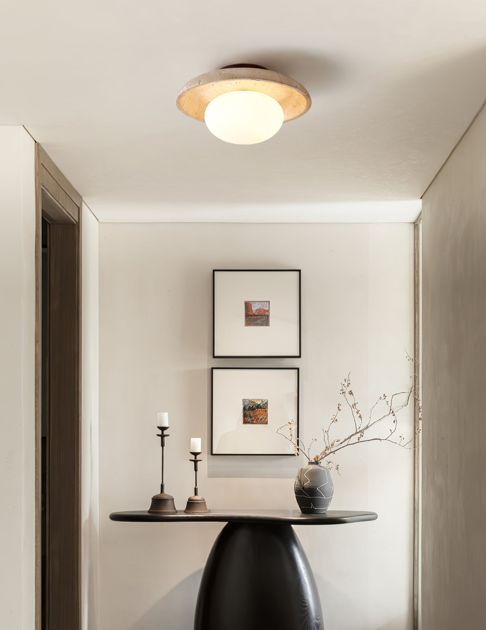 Taro Minimalist Travertine Ceiling Light-Neutral Decor