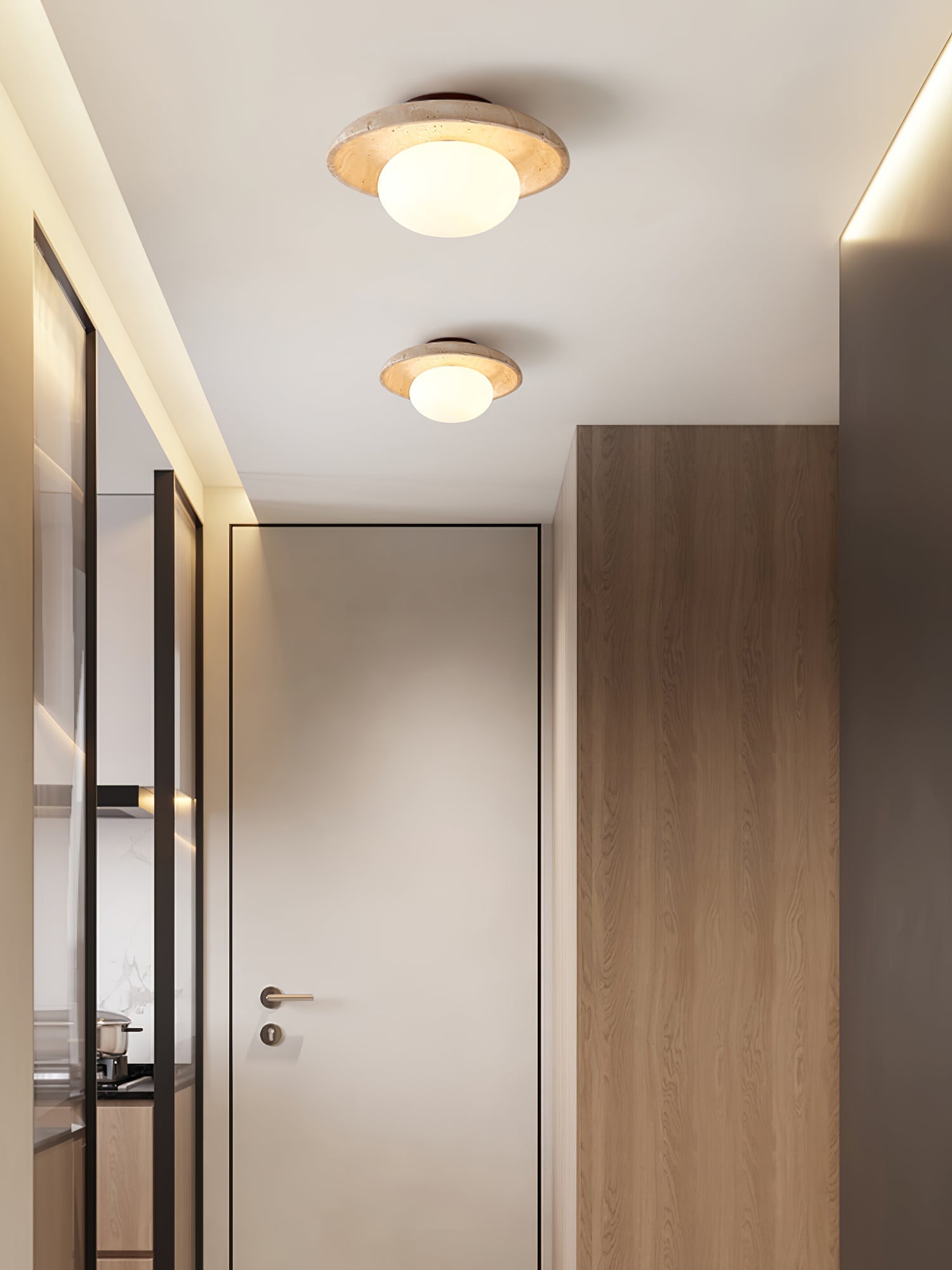 Taro Minimalist Travertine Ceiling Light-Neutral Decor
