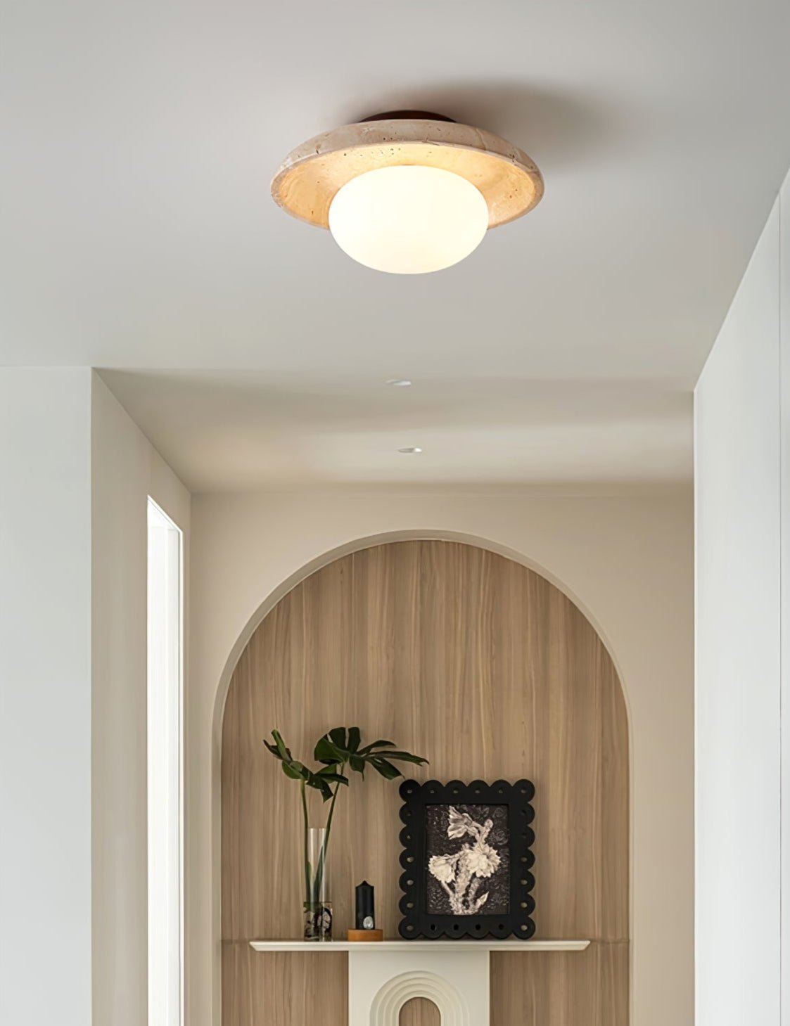 Taro Minimalist Travertine Ceiling Light-Neutral Decor