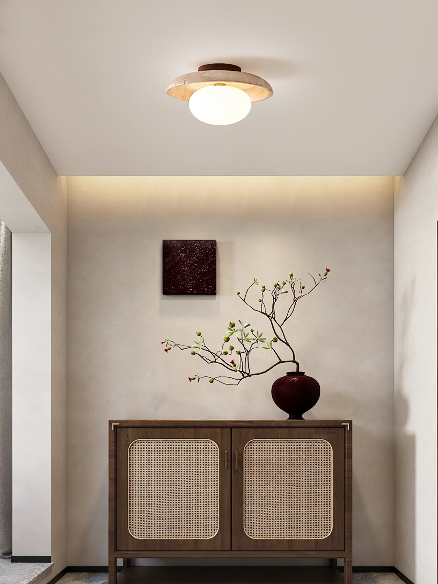 Taro Minimalist Travertine Ceiling Light-Neutral Decor