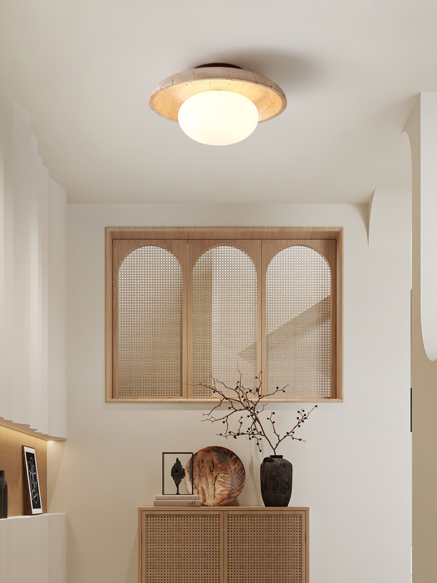 Eloa Minimalist Travertine Ceiling Light-Neutral Decor