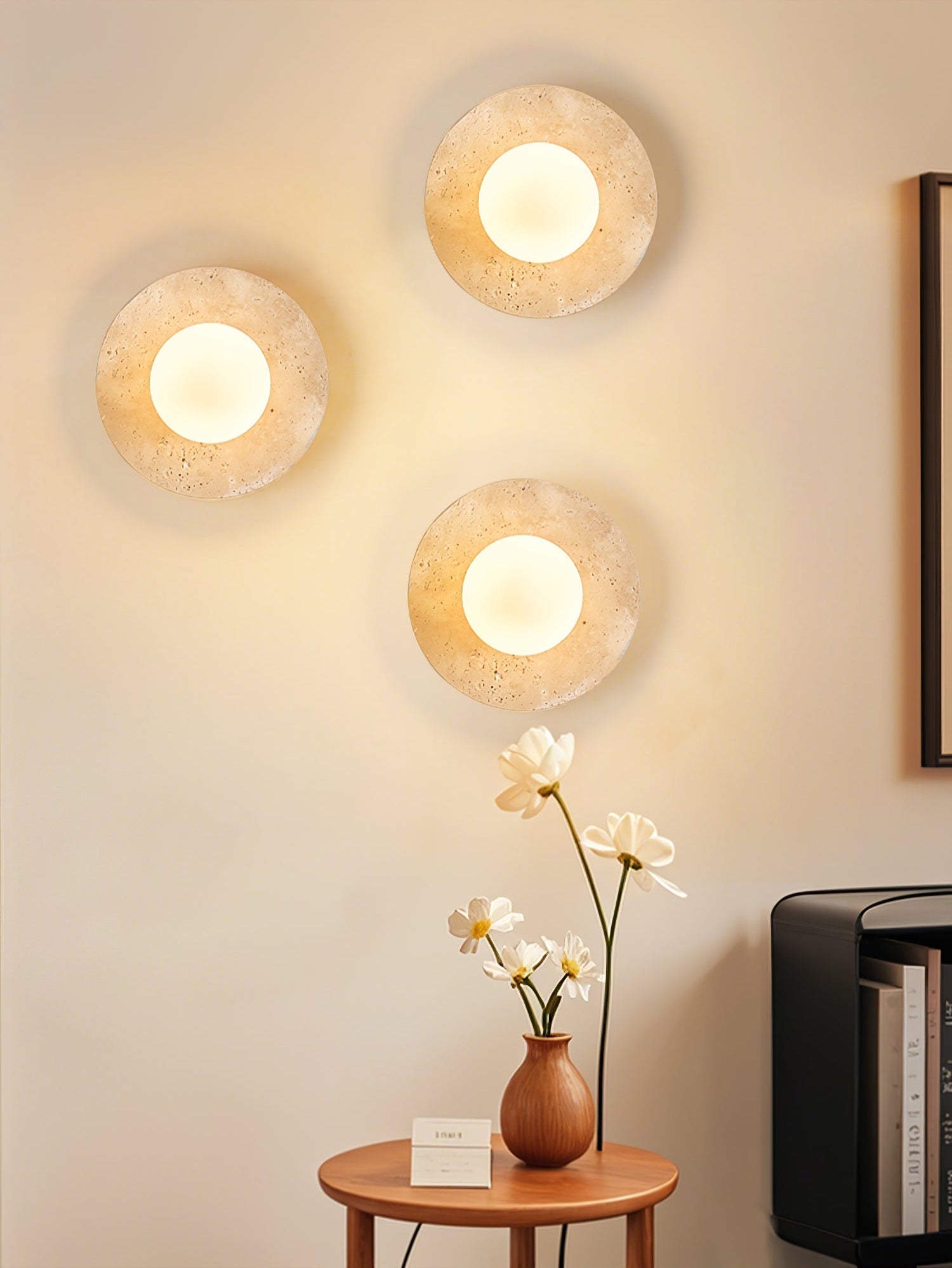 Vesolyra Travertine Ceiling Light-Neutral Decor