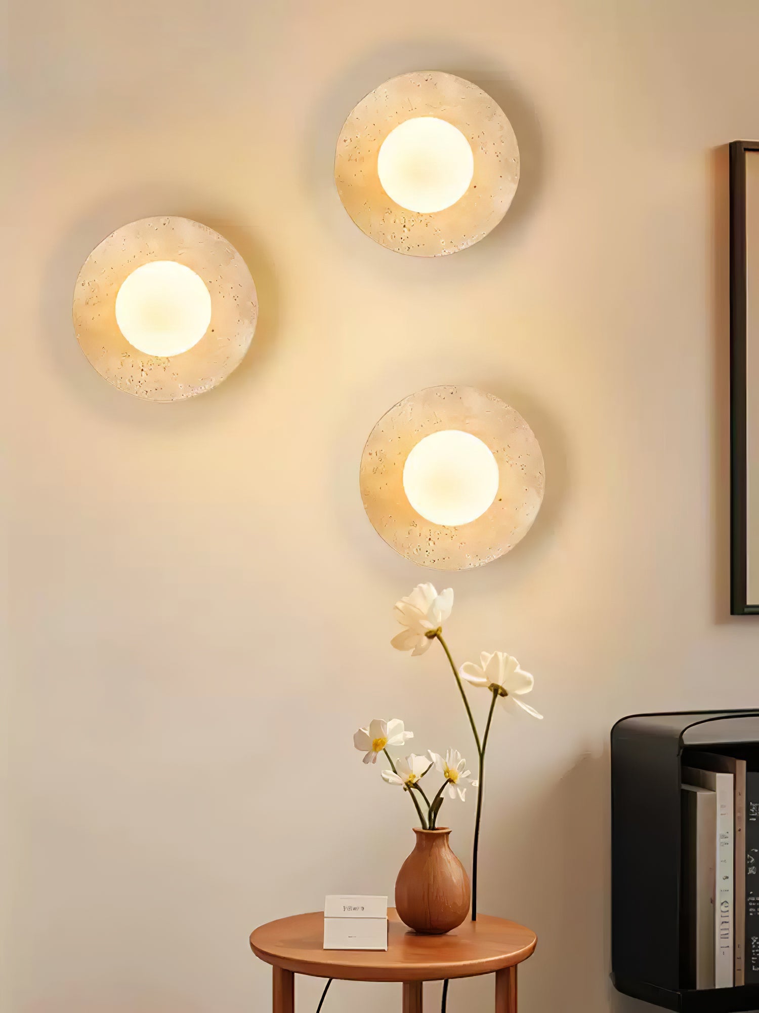 Vesolyra Travertine Ceiling Light-Neutral Decor