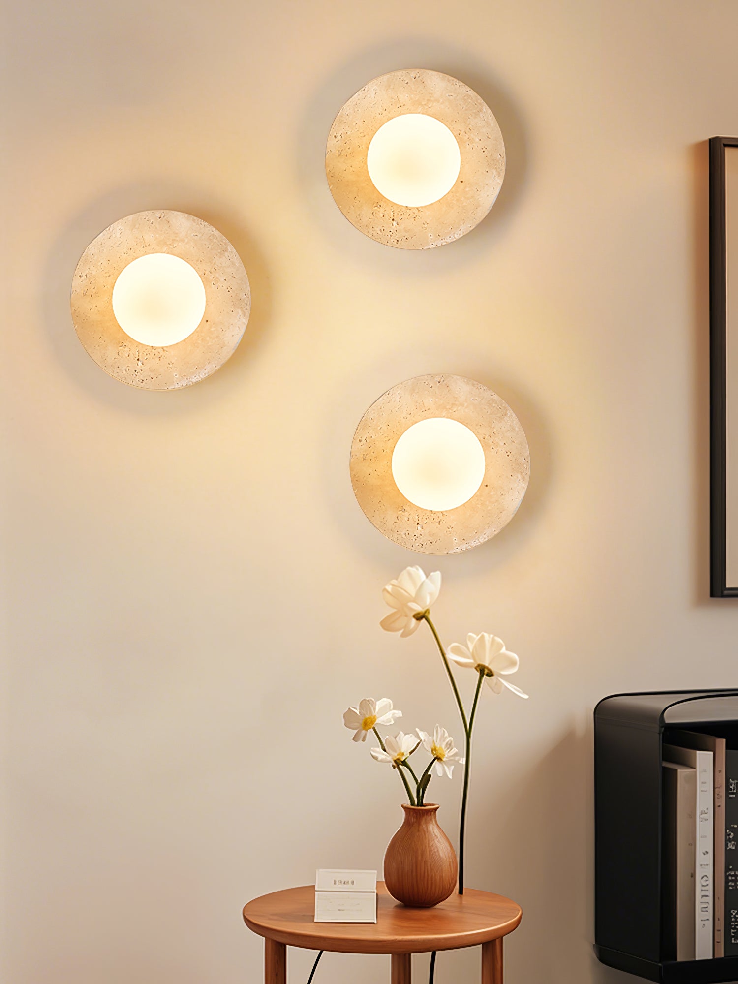 Vesolyra Travertine Ceiling Light-Neutral Decor