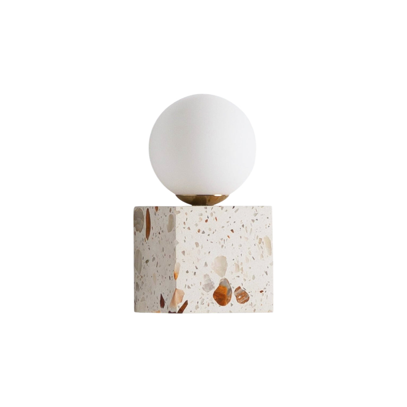 Lunas Terrazzo Cube Wall Sconce in a modern hallway setting.