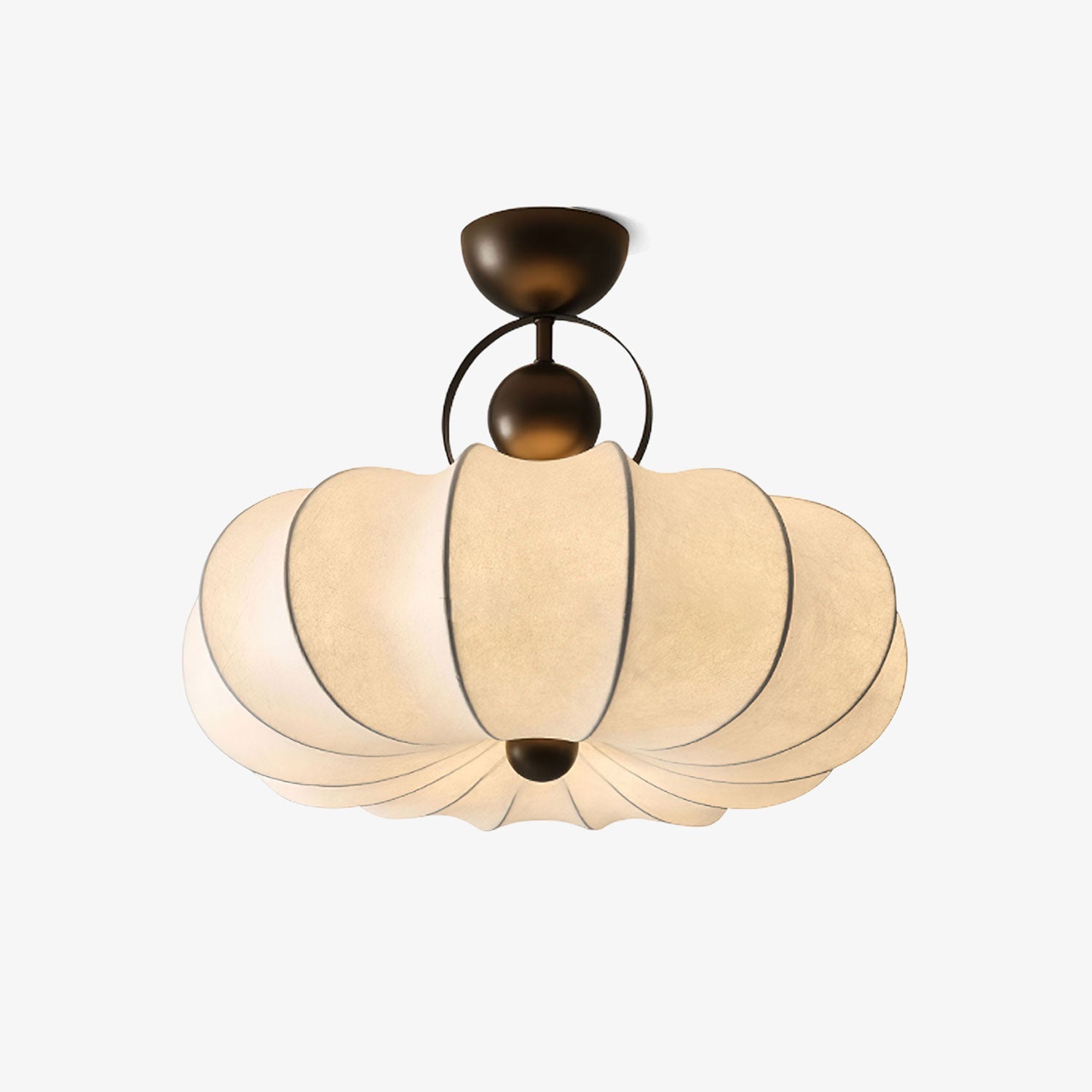 Yunshui Petal Fabric Bronze Pendant Light-Neutral Decor