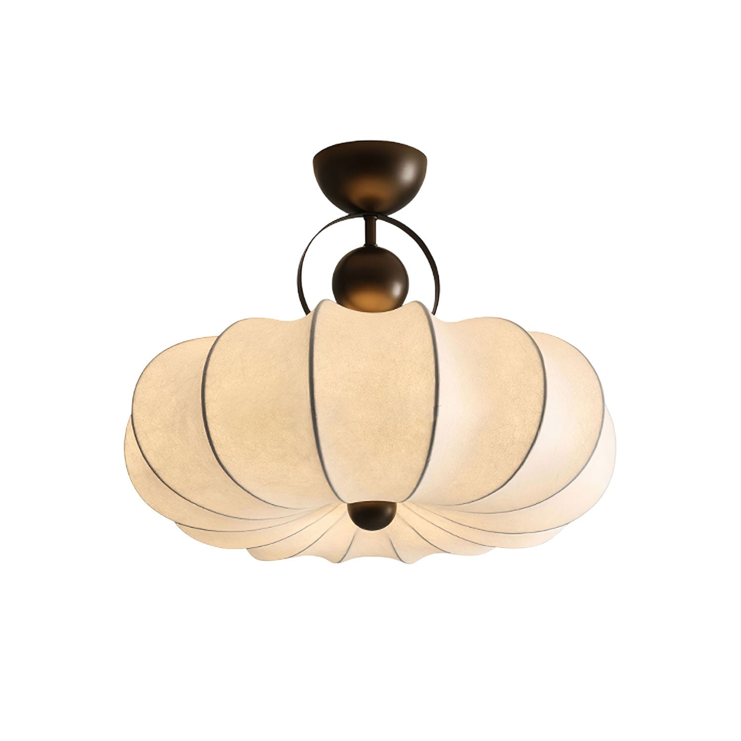 Yunshui Petal Fabric Bronze Pendant Light-Neutral Decor