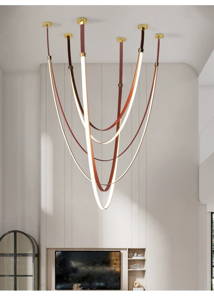 Odin Parabola Decorative Leather Silicone Strap Chandelier-Neutral Decor