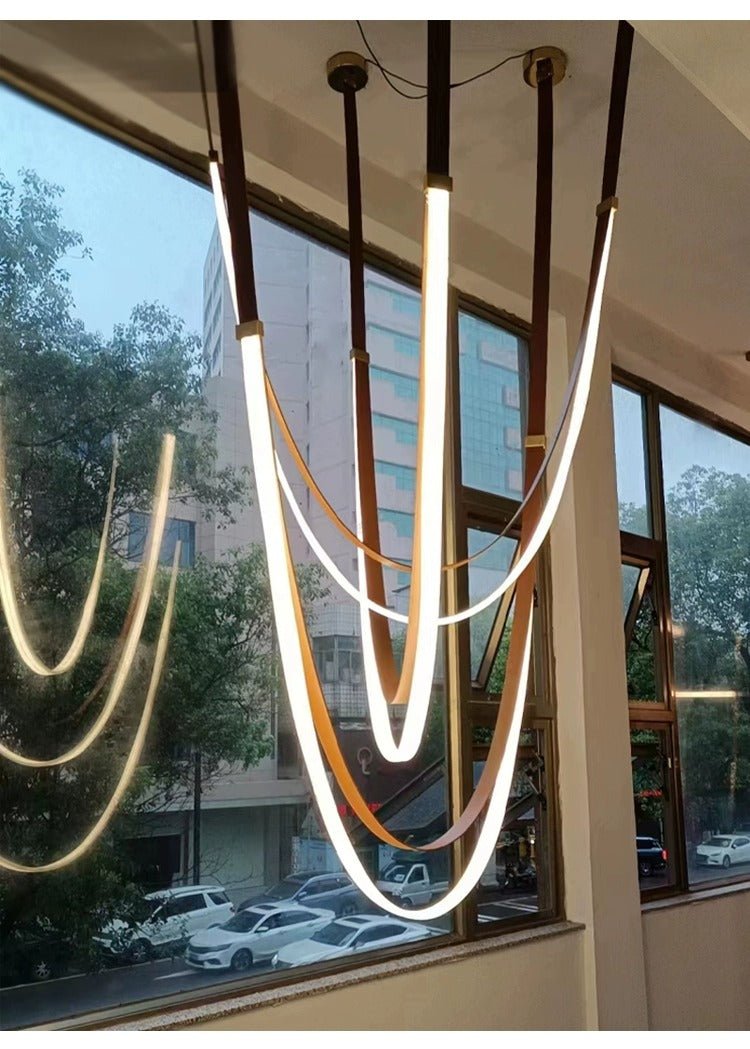 Odin Parabola Decorative Leather Silicone Strap Chandelier-Neutral Decor