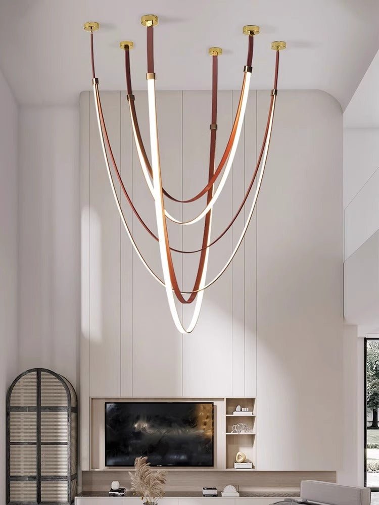 Odin Parabola Decorative Leather Silicone Strap Chandelier-Neutral Decor