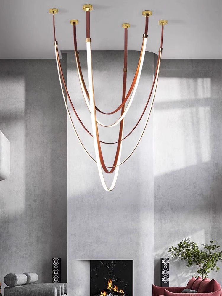Odin Parabola Decorative Leather Silicone Strap Chandelier-Neutral Decor