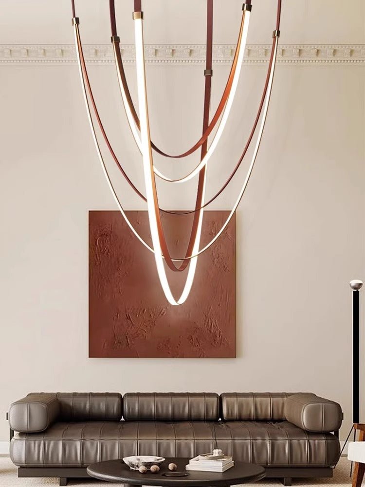 Odin Parabola Decorative Leather Silicone Strap Chandelier-Neutral Decor