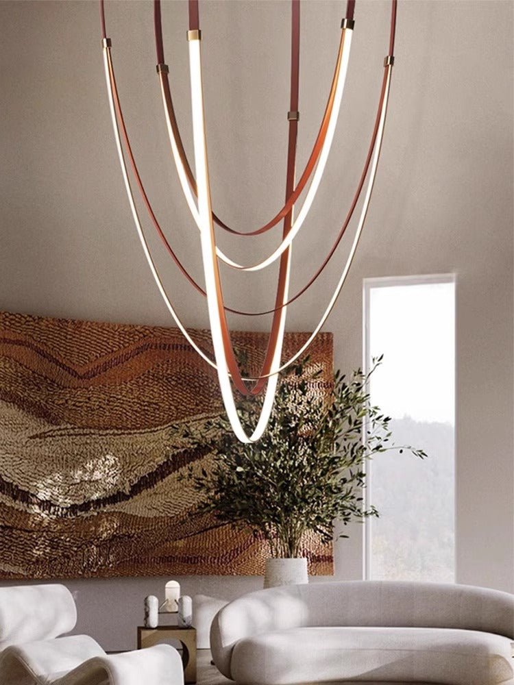 Odin Parabola Decorative Leather Silicone Strap Chandelier-Neutral Decor