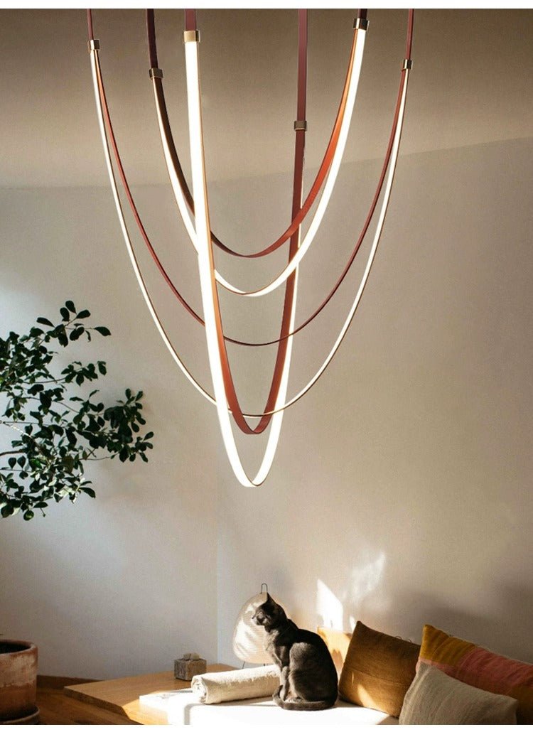 Odin Parabola Decorative Leather Silicone Strap Chandelier-Neutral Decor