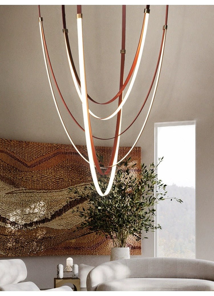 Odin Parabola Decorative Leather Silicone Strap Chandelier-Neutral Decor