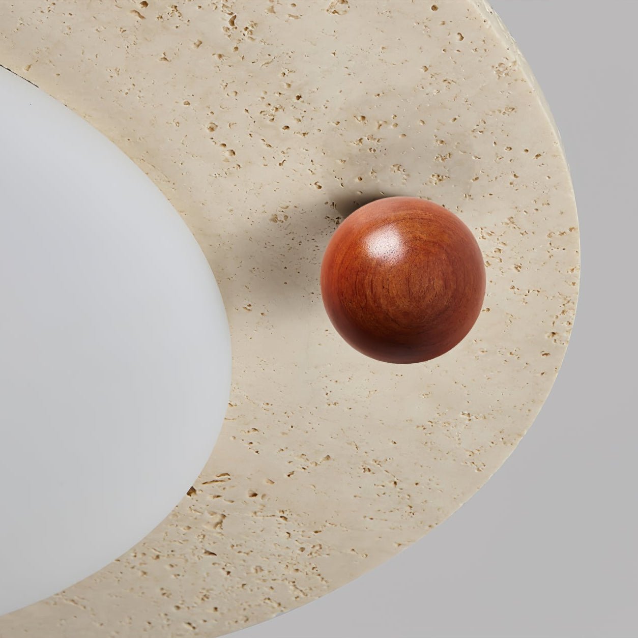 Circular Travertine Ceiling Light-Neutral Decor