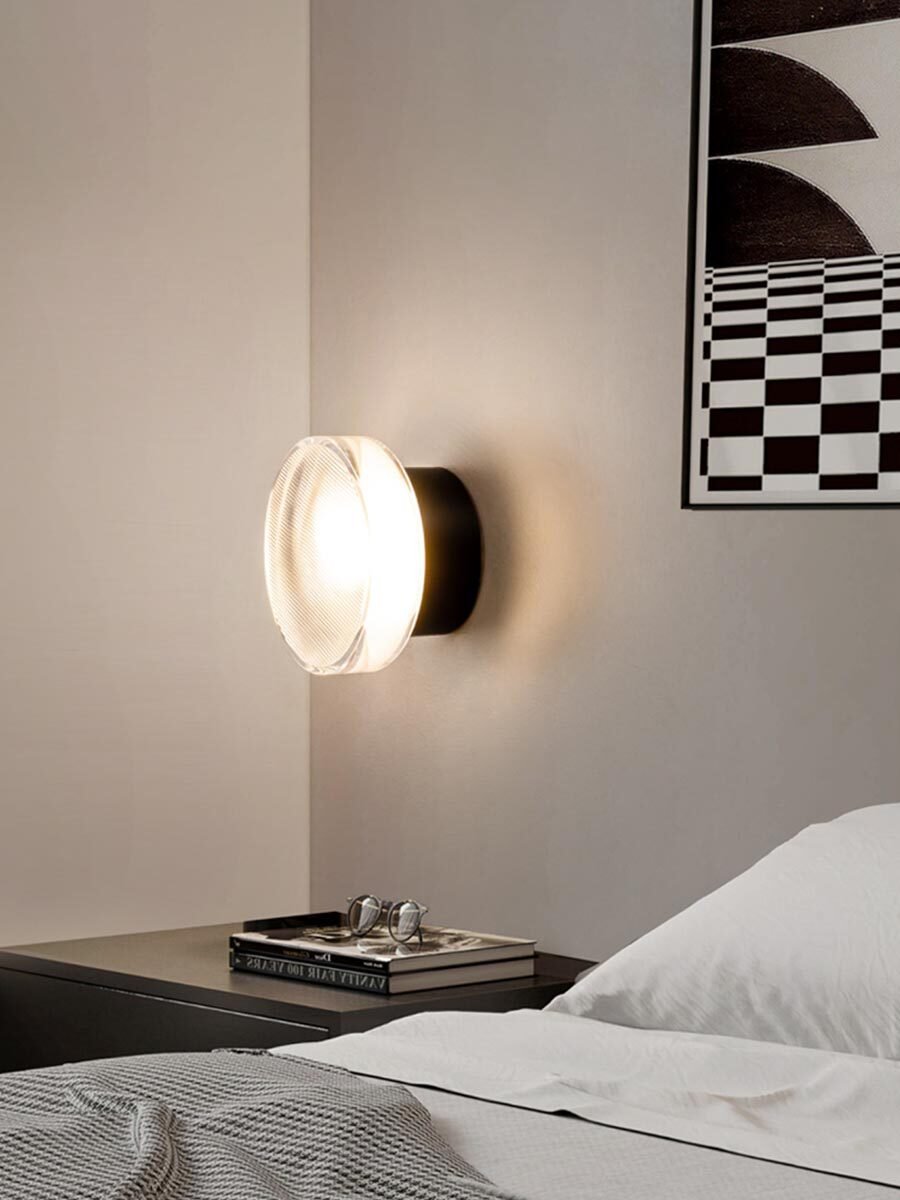 Luno Ribbed Glass Wall Light-Neutral Decor