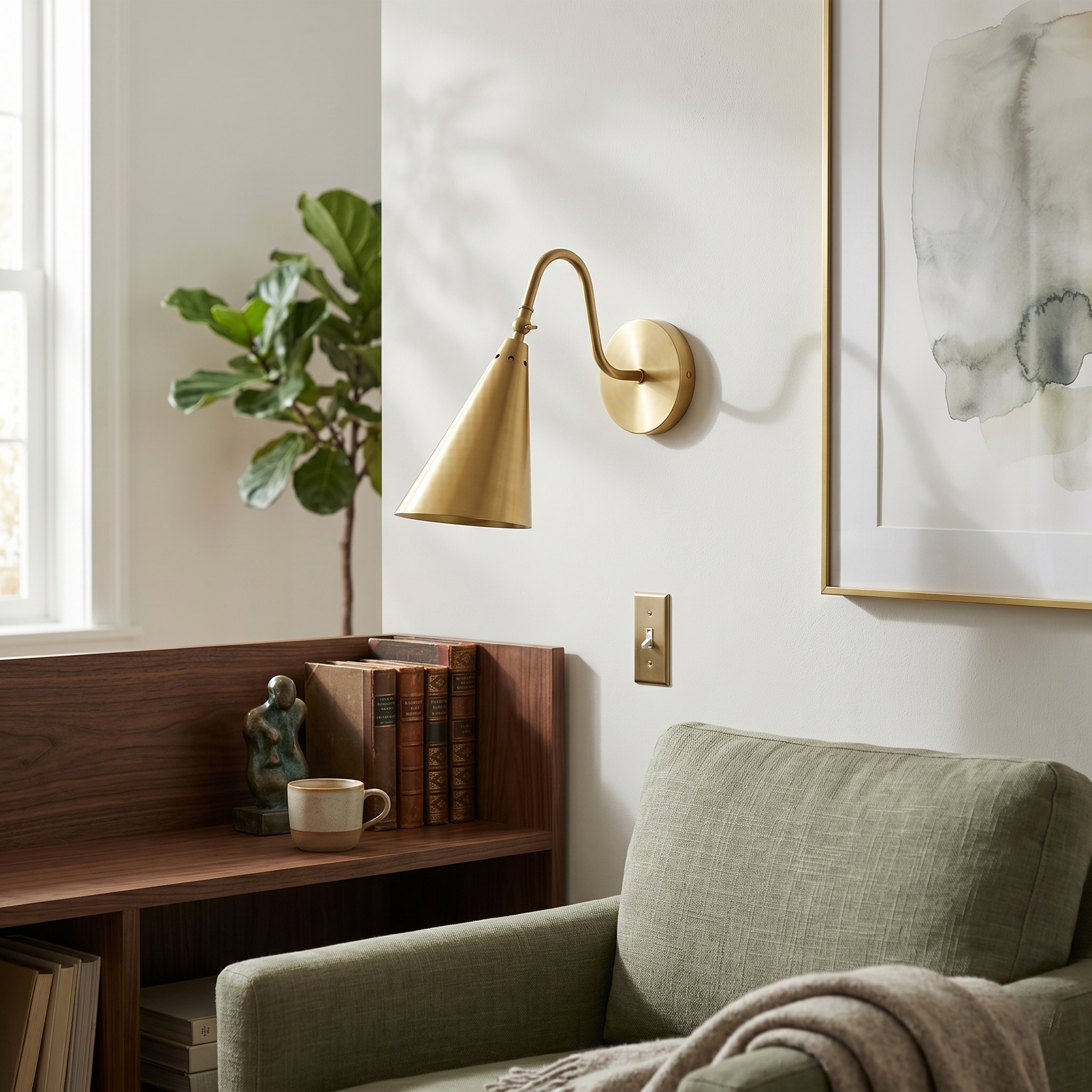 Trumpet Wall Lamp in a sleek black finish.