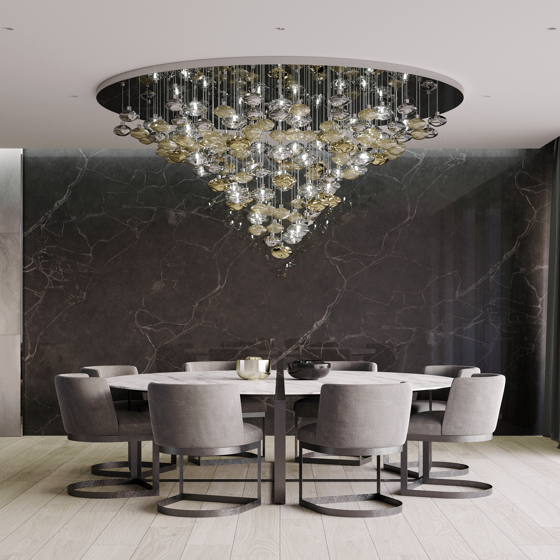Elmarel Flowing Crystal Dining Chandelier-Neutral Decor