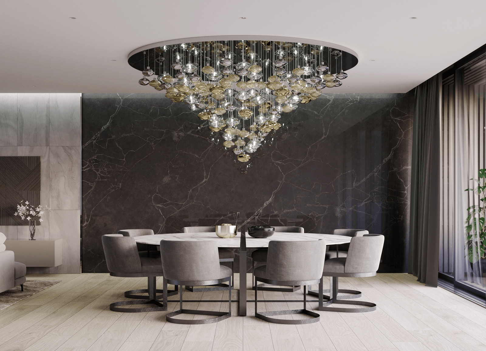 Elmarel Flowing Crystal Dining Chandelier-Neutral Decor
