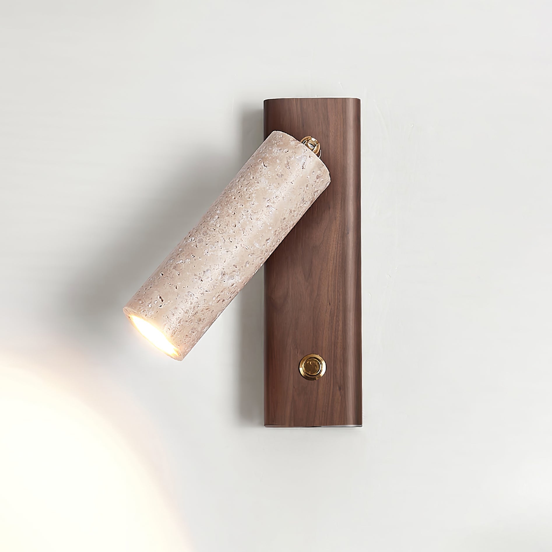 Ewan Cylindrical Travertine Wall Light SpotLight-Neutral Decor