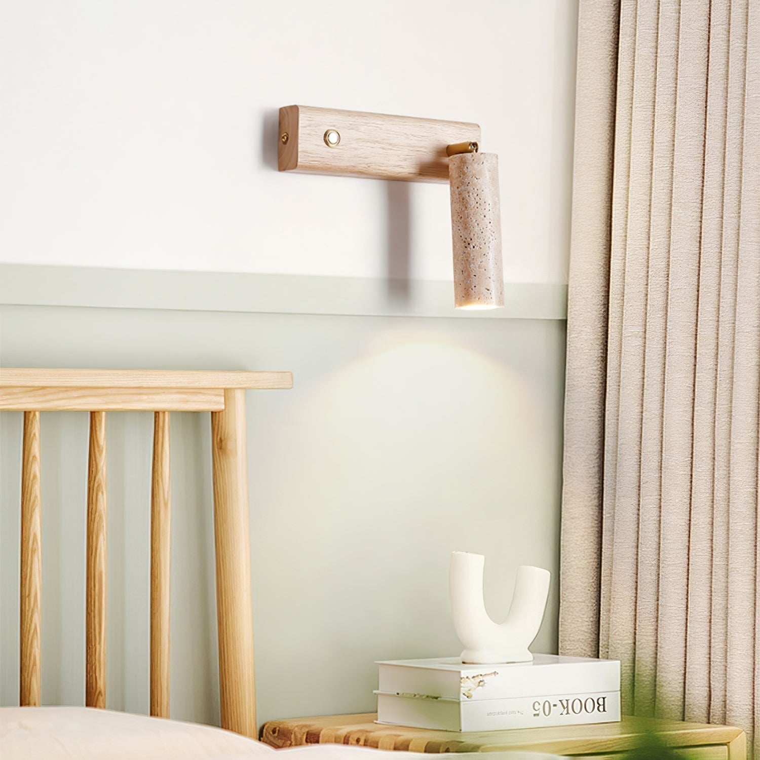 Ewan Cylindrical Travertine Wall Light SpotLight-Neutral Decor