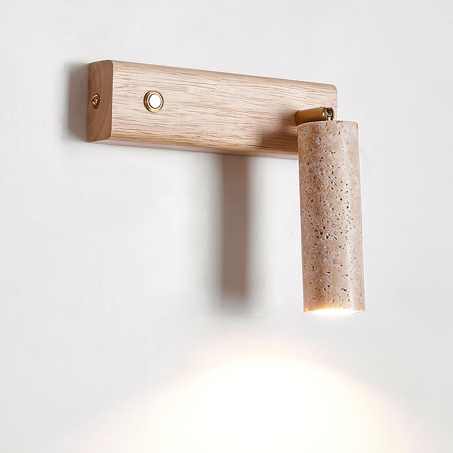 Ewan Cylindrical Travertine Wall Light SpotLight-Neutral Decor