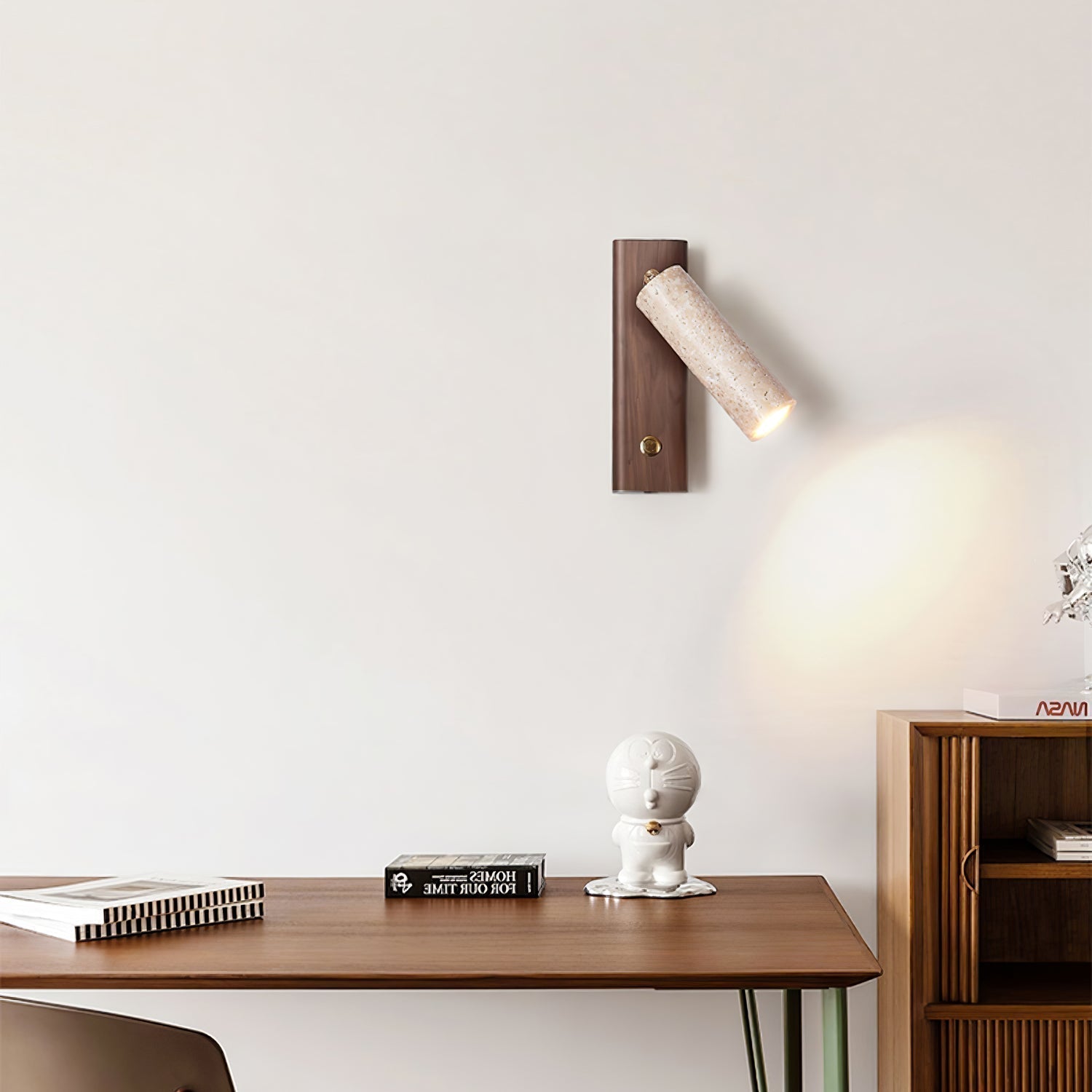 Ewan Cylindrical Travertine Wall Light SpotLight-Neutral Decor