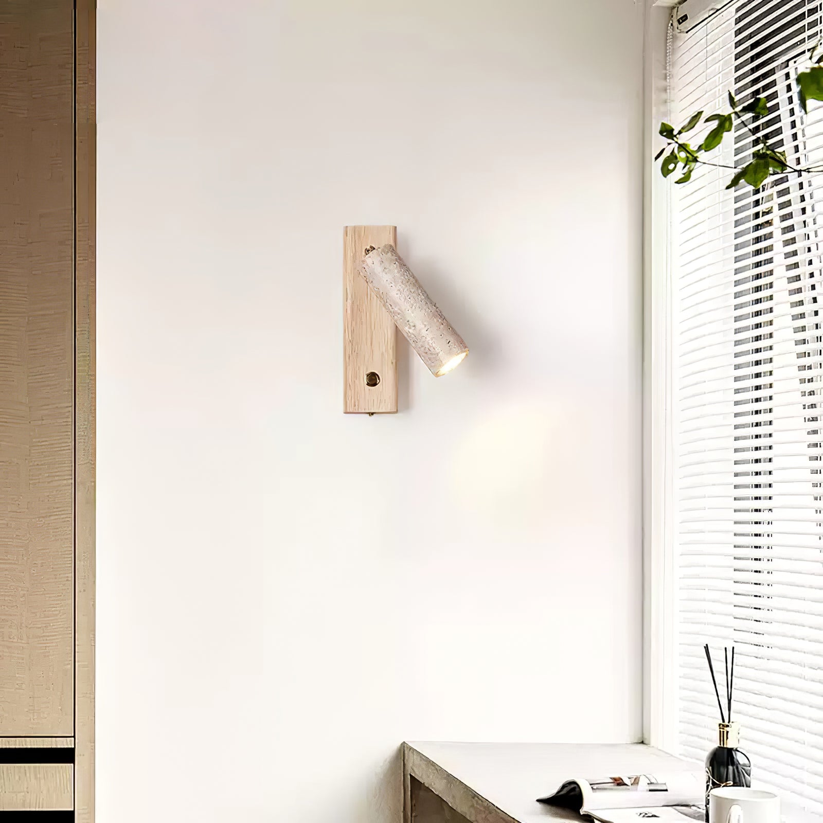 Ewan Cylindrical Travertine Wall Light SpotLight-Neutral Decor